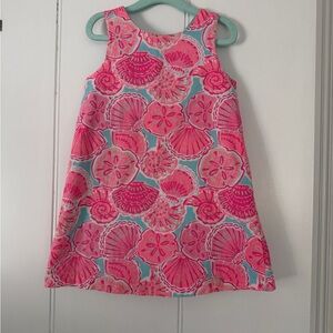 Girls' Pink Shell Print Shift Dress